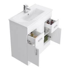 Toreno 1300mm Gloss White Vanity Unit Bathroom Suite - Depth 400/200mm -Cloakroom Suites Shop MOD1300VTY001C d1 460