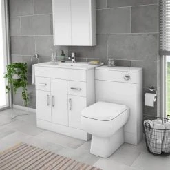 Toreno 1300mm Gloss White Vanity Unit Bathroom Suite - Depth 400/200mm -Cloakroom Suites Shop MOD1300 n d1 460