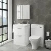 Monza Modern White Sink Vanity Unit + Toilet Package