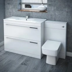 Nova High Gloss White Vanity Bathroom Suite - W1500 x D400/200mm