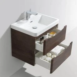 Monza Chestnut Wall Hung Bathroom Furniture Package -Cloakroom Suites Shop RDCWHPK d4 460