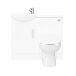 Sienna W920 x D200mm High Gloss White Vanity Unit Cloakroom Suite + D-shaped pan -Cloakroom Suites Shop SIE001 VTY d1 460