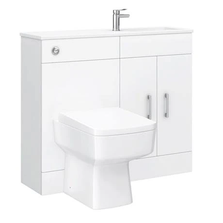 Valencia Slimline Combination Basin & Toilet Unit - White Gloss - (1000 x 305mm) 6 Valencia Slimline Combination Basin & Toilet Unit - White Gloss - (1000 x 305mm) - Image 5