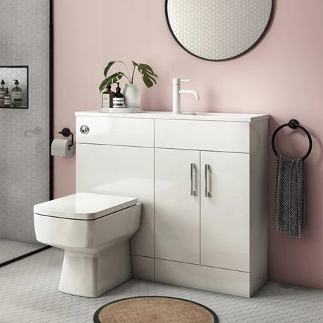 Valencia Slimline Combination Basin & Toilet Unit - White Gloss - (1000 x 305mm) 7 Valencia Slimline Combination Basin & Toilet Unit - White Gloss - (1000 x 305mm) - Image 6