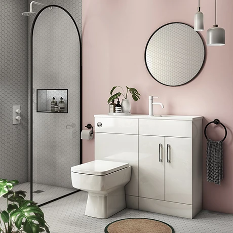 Valencia Slimline Combination Basin & Toilet Unit - White Gloss - (1000 x 305mm) 2 Valencia Slimline Combination Basin & Toilet Unit - White Gloss - (1000 x 305mm)