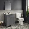 Trafalgar 610 Grey Marble Sink Vanity Unit + Toilet Package -Cloakroom Suites Shop TR6GMBCC p