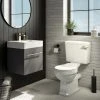Valencia Cloakroom Suite (Gloss Grey Vanity with Brushed Brass Handle + Toilet) -Cloakroom Suites Shop VALCSGBB p
