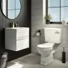 Valencia Cloakroom Suite (Gloss White Vanity with Brushed Brass Handle + Toilet) -Cloakroom Suites Shop VALCSWBB p