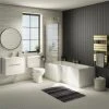 Valencia Bathroom Suite (Toilet, White Vanity with Brass Handle, L-Shaped Bath + Screen) -Cloakroom Suites Shop VBSGWBB6 p