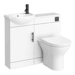Venice Gloss White Vanity Unit Cloakroom Suite w. Matt Black Handle -Cloakroom Suites Shop VEN1MB d6 460
