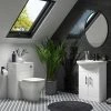 Venice 560mm Gloss White Vanity Unit with Matt Black Handles + Toilet Package -Cloakroom Suites Shop VN56WCPK p