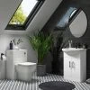 Venice 665mm Gloss White Vanity Unit with Matt Black Handles + Toilet Package -Cloakroom Suites Shop VN65WCPK p