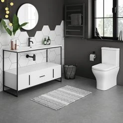 Venice 1200 Black Frame Basin Washstand with Toilet