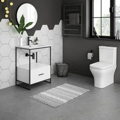 Venice 600 Black Frame Basin Washstand with Toilet